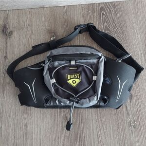 Quest Black Nylon Fanny Pack Hip Travel Hiking Waist Bum Bag 2 Bottle Holder